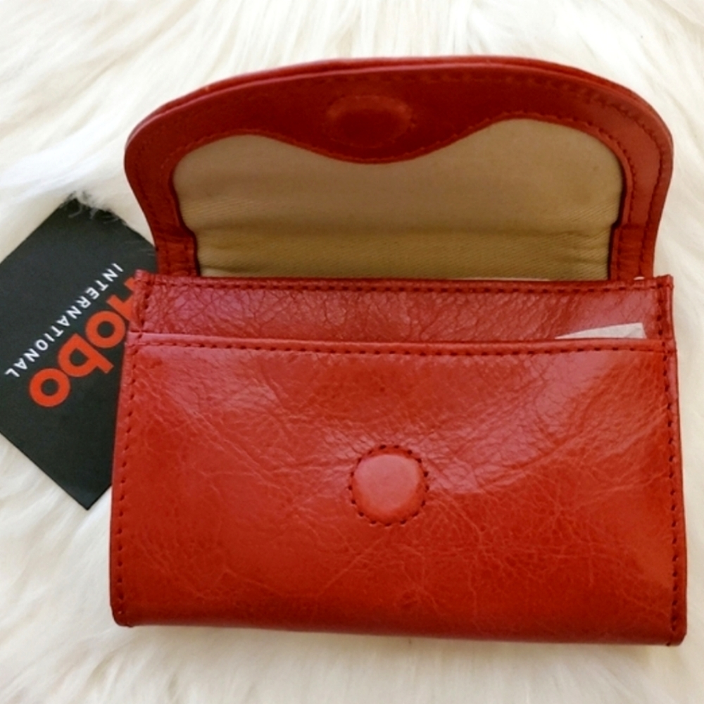 NIB RARE HOBO Int'l 'Fifi' Rouge Leather Mini Wallet - Picture 2 of 7